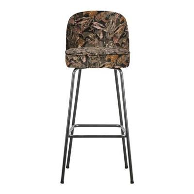 WOOOD Barkruk 'Vogue' (zithoogte 80cm) Velvet, kleur Bouquet Zwart