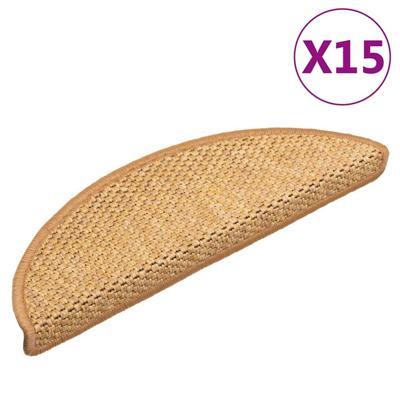 VidaXL Trapmatten zelfklevend 15 st sisal-look 56x17x3 cm sisalkleurig VidaXL Trapmatten zelfklevend 15 st sisal-look 56x17x3 cm sisalkleurig