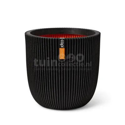 Capi Bloempot Bol Groove Ø35cm Zwart Capi Bloempot Bol Groove Ø35cm Zwart