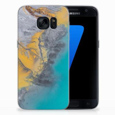 Samsung Galaxy S7 | TPU | Siliconen hoesje | Marble Blue Gold Samsung Galaxy S7 | TPU | Siliconen hoesje | Marble Blue Gold