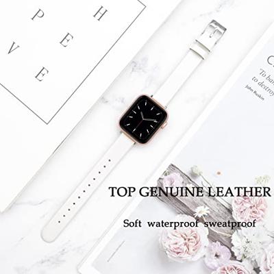 Leren Slim Fit bandje - Wit - Geschikt voor Apple Watch 44mm / 45mm / 46mm / 49mm