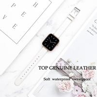 Leren Slim Fit bandje - Wit - Geschikt voor Apple Watch 44mm / 45mm / 46mm / 49mm - thumbnail