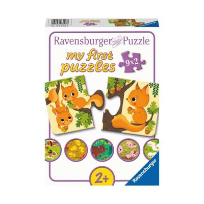 Ravensburger dieren en hun kleintjes puzzel, 9x2st.