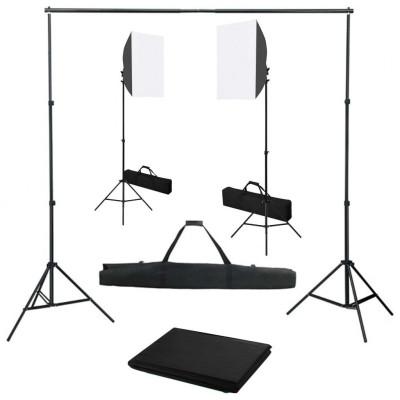 Fotostudioset met softboxlampen en achtergrond