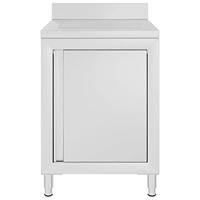 VidaXL Keukenkast met afdruipplaat commercieel roestvrij staal - thumbnail