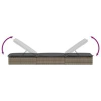 Ligbed met tafel poly rattan grijs - thumbnail