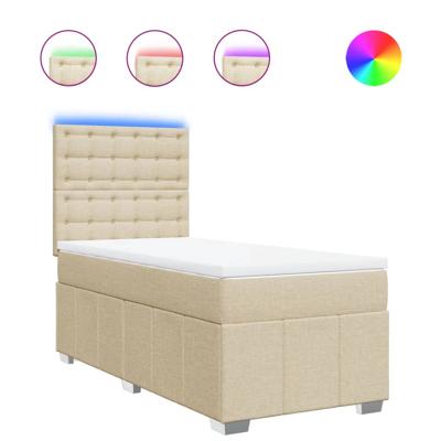 Boxspring met matras stof crèmekleurig 120x200 cm - thumbnail