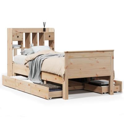 Bed met boekenkast zonder matras massief grenenhout 100x200 cm - thumbnail