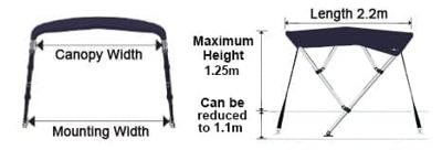 Toldos OCEMA0634B - TOLDO BIMINI AZUL 4 ARCOS 210/230 cm