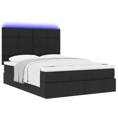 Ottoman bed met matras en LED's 140x190cm stof zwart