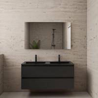 ACTIE BWS Badmeubel | Paris | Mat Zwart 120 cm | Mat Zwart Wastafel | 2 Kraangaten - thumbnail