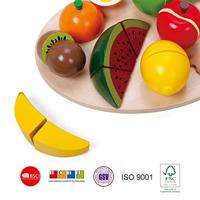 Classic World world houten snijfruit met snijplank, 17dlg. - thumbnail