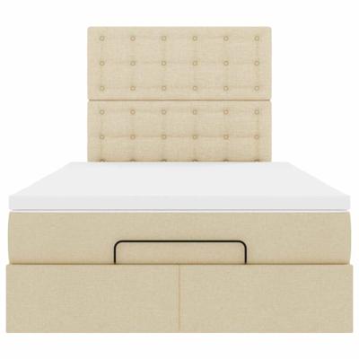 Ottoman bed met matras en LED's 180x200cm stof crèmekleurig