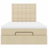 Ottoman bed met matras en LED's 90x190cm stof crèmekleurig - thumbnail