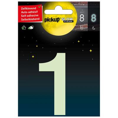 Glow in the dark Nummer 1 - 75 mm zelfklevend.