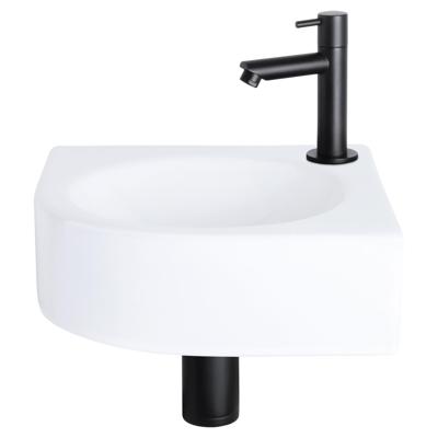 Fonteinset Differnz Cleo 30x30x10 cm Keramiek Wit Met Kraan Recht Mat Zwart Differnz