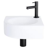 Fonteinset Differnz Cleo 30x30x10 cm Keramiek Wit Met Kraan Recht Mat Zwart Differnz - thumbnail