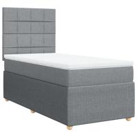 Boxspring met matras stof lichtgrijs 120x190 cm - thumbnail