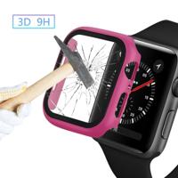 ENKAY Hat-Prins volledige dekking PC geval + gehard glas beschermer voor Apple Watch serie 5/4 40mm (Rose) - thumbnail