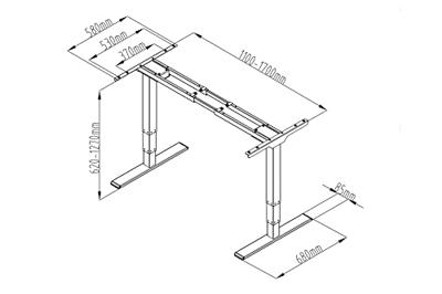 Digitus Zit-sta-bureauframe Elektrisch in hoogte verstelbaar Hoogte: 620 tot 1270 mm (b x d) 1700 mm x 680 mm Wit, Wit (RAL 9016) DA-90433 DA-90433