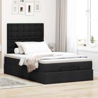 Ottoman bed met matras en LED's 90x200cm stof zwart - thumbnail