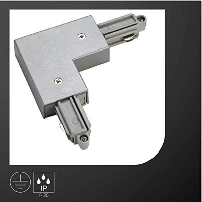 SLV 143062 230V-railsysteemcomponenten Hoekverbinder 1-fasig Zilver-grijs