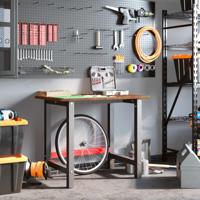 Werkbank rechthoek 100x60x81,5 cm massief eikenhout donkerbruin - thumbnail