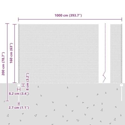 VidaXL Hek met paal zilver 1,6 x 10 m staal