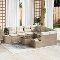 Tuinbankenset met opslag 9 pcs Beige en Crème poly rattan - thumbnail