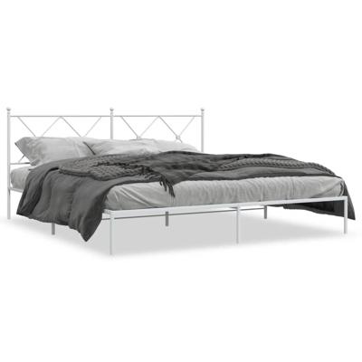 Bedframe met hoofdbord metaal wit 180x200 cm
