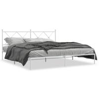 Bedframe met hoofdbord metaal wit 180x200 cm - thumbnail