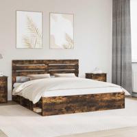 Bedframe Gerookt eiken 200 x 200 cm Massief grenenhout - thumbnail