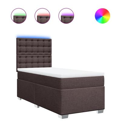 Boxspring met matras stof donkerbruin 140x200 cm - thumbnail