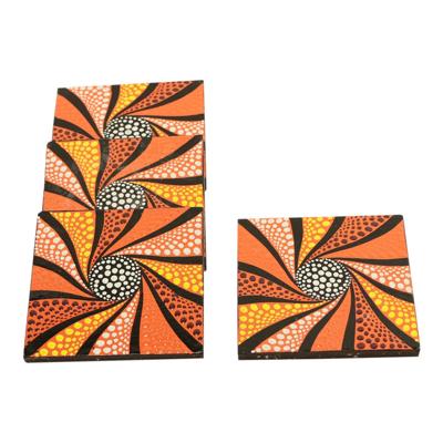 Onderzetters Spiraal Stippen Oranje (Set van 4) Onderzetters Spiraal Stippen Oranje (Set van 4)