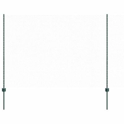 VidaXL Hek met paal groen 1,5 x 10 m staal en pvc