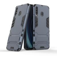 Schokbestendige PC + TPU Case voor Galaxy M30 met houder (marineblauw) - thumbnail