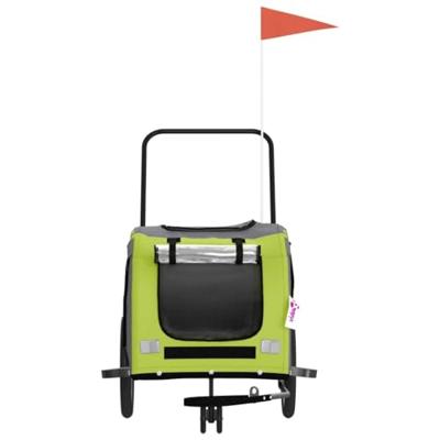 Hondenfietstrailer oxford stof en ijzer groen en grijs - thumbnail