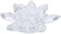 Decoris theelichthouder glas bloem 13.5x4.5cm transparant - thumbnail