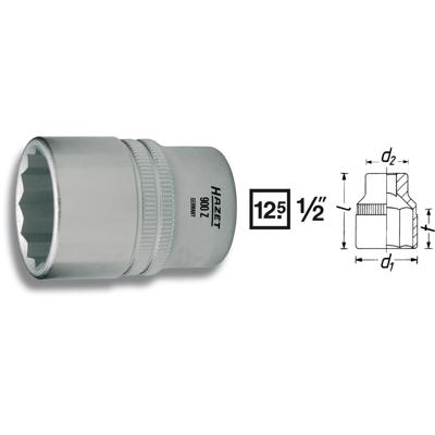 HAZET Dopsleutel 900AZ-1.3/16 · 1/2 inch (12,5 mm) vierkant hol · Buitentwaalfkant tractieprofiel · SW 1,3/16?