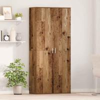 Hoge Kast Oud Hout 80x35x180 cm Bewerkt Hout - thumbnail