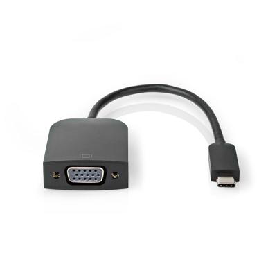 USB-C Adapter | USB 3.2 Gen 1 | USB-C Male | VGA Female 15p | 1920x1200 | 5 Gbps | 0.20 m | Rond | Vernikkeld | PVC | Zwart