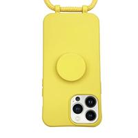 Høyde - iPhone 13 Pro Max - Telefoonhoes met koord + Socket houder - Geel - thumbnail