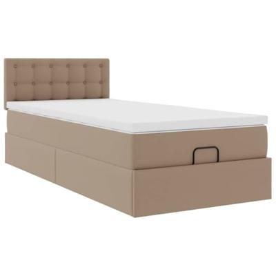 Ottomaanse bed met matras 90x190cm kunstleer cappuccinokleurig