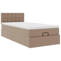 Ottomaanse bed met matras 90x190cm kunstleer cappuccinokleurig - thumbnail