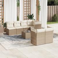 8-delige Loungeset met kussens poly rattan beige - thumbnail