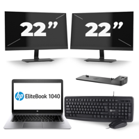 HP EliteBook Folio 1040 G3 - Intel Core i5-6e Generatie - 14 inch - 8GB RAM - 256GB SSD - Windows 11 + 2x 22 inch Monitor - thumbnail