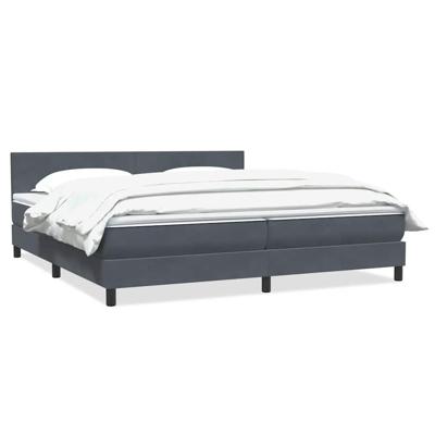 Boxspring met matras fluweel donkergrijs 180x210 cm