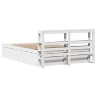 Bedframe met hoofdbord massief grenenhout wit 120x190 cm - thumbnail
