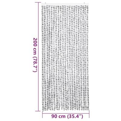 VidaXL Vliegengordijn 90x200 cm chenille lichtgrijs en donkergrijs VidaXL Vliegengordijn 90x200 cm chenille lichtgrijs en donkergrijs
