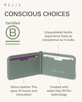 Mujjo Magsafe lederen card portomonee stand - Green Smoke - thumbnail